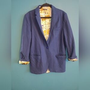 80s Et Vous Blue Blazer with Comic Lining